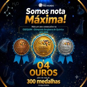 Alunos do Colégio Pró-Mundo com as medalhas de ouro conquistadas na OSEQUIM 2026
